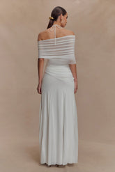 Gabrielle Slinky And Mesh Maxi Dress White