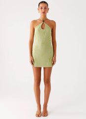 Kiara Beaded Mini Dress Mint