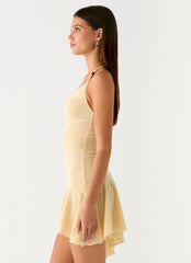 Spiced Sunset Mini Dress Baby Yellow