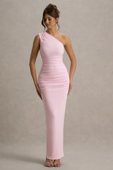 Dalarie Pink One Shoulder Gathered Maxi Dress