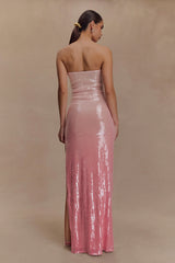 Miranda Strapless Sequin Maxi Dress Ombre Pink