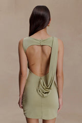 Henley Slinky Drape Mini Dress Sage
