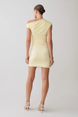 Alyn Off Shoulder Draped Mini Dress Lemon