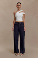 Anna One Shoulder Modal Top White