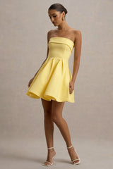 Bruna Lemon Bandeau Skater Mini Dress
