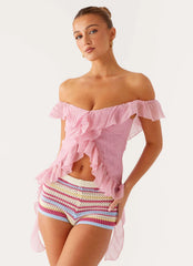 Dylan Off Shoulder Top Pink