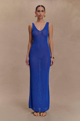 Ari Tape Yarn Knit Maxi Dress Cobalt Blue