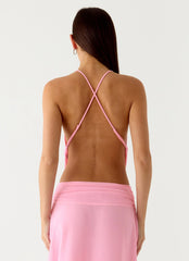 Sweet Charm Cowl Neck Top Baby Pink