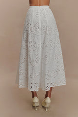 Arla Broderie Midi Skirt White