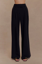 Jacqueline Pleated Wide Leg Pants Black