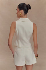 Alix Mixed Button Vest Ivory