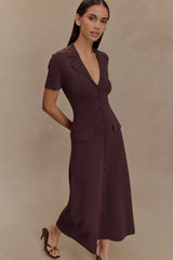 Pearson Short Sleeve Knit Midi Dress Chocolate