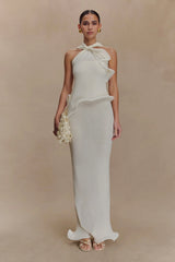 Caprice Halter Knit Maxi Dress White