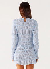 Jasy Long Sleeve Mini Dress Sky Blue