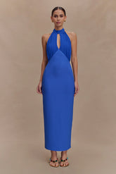 Mierah Halter Midi Dress Cobalt Blue