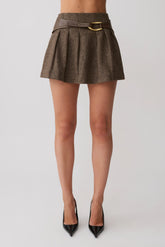 Romy Mini Skirt With Hardware Herringbone