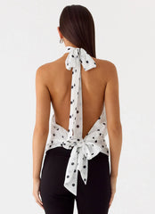 Willow Chiffon Top White Polkadot