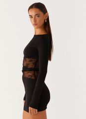 Echo Long Sleeve Mini Dress Black
