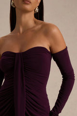Harper Plum Bardot Neck Maxi Dress