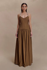 Darling Linen Maxi Dress Chocolate