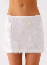 Salihah Sequin Shell Mini Skirt White