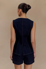 Abel Denim Button Up Top Indigo Blue