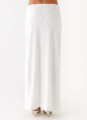 Griff Low Rise Jacquard Maxi Skirt White