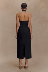 Simona Halter Neck Midi Dress Black