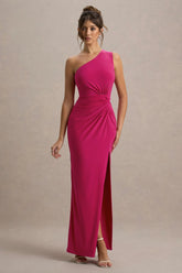 Galene Hot Pink Asymmetric Wrap Maxi Dress