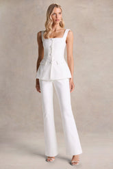 Aceline White Square Neck Tailored Jumpsuit
