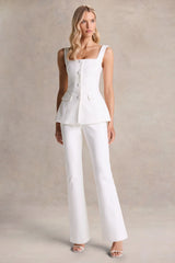 Aceline White Square Neck Tailored Jumpsuit