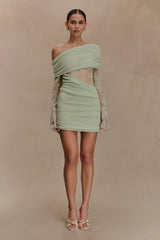 Luxie Lace Knit Mini Dress Pastel Green