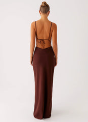 Elation Cowl Neck Maxi Dress Chocolate
