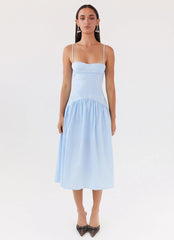 Yvette Corset Midi Dress Blue