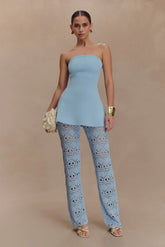 Trena Crochet Knit Pants Sky Blue