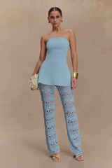 Trena Crochet Knit Pants Sky Blue