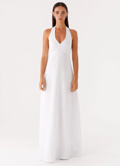 Heavy Hearted Linen Maxi Dress White