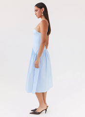 Yvette Corset Midi Dress Blue