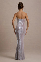 Moonstone Lilac Sequin Bandeau Maxi Dress