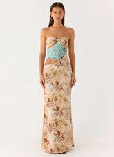 React Strapless Maxi Dress Desert Blur