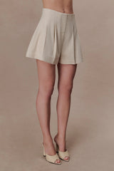 Martine Pleated Linen Short Natural