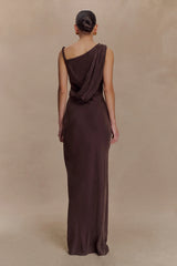 Lorieanne Draped Maxi Dress Dark Chocolate