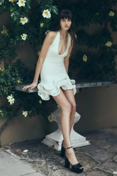 Willowmena Halter Neckline Mini Dress With Tubed Hem White