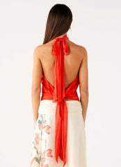 Willow Chiffon Top Coral