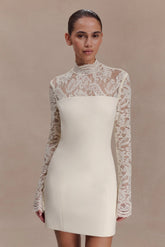 Aurelie Long Sleeve Lace Mini Dress Ivory