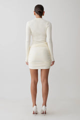 Agness Long Sleeve Button Up Knit Dress Ivory