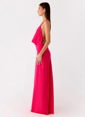 Tropic Muse Beaded Cowl Maxi Dress Fuchsia