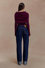 Kirralee Straight Leg Cuffed Jeans Indigo Blue