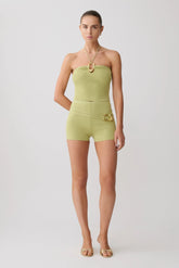 Dimitri Mini Knit Shorts With Belt Light Olive