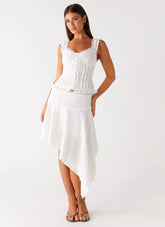 Clearwater Mist Midi Skirt White